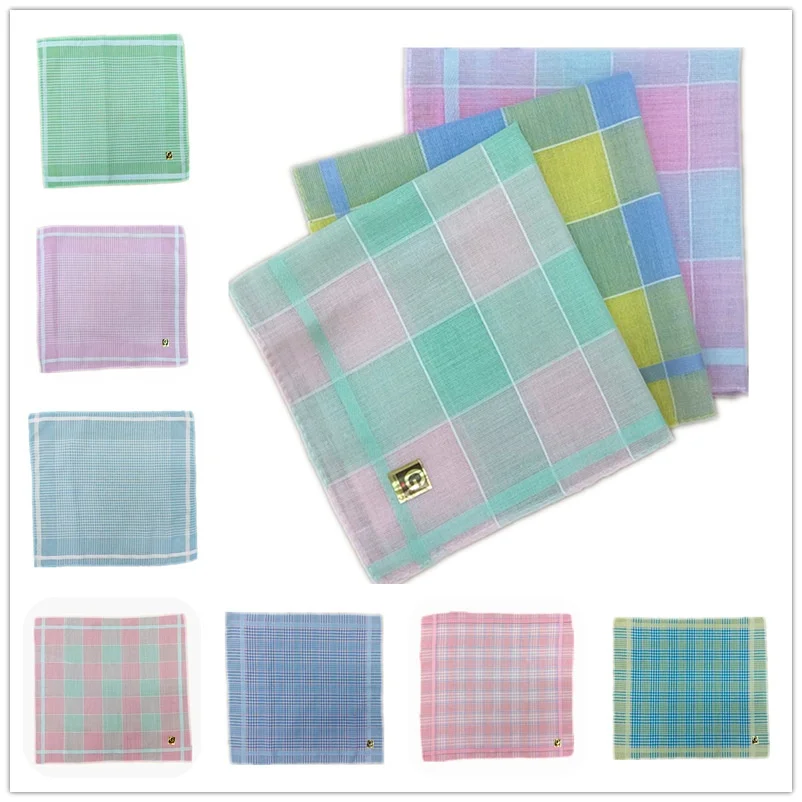 

29 * 29CM Polyester Cotton Plaid Light-colored Women's Handkerchief
