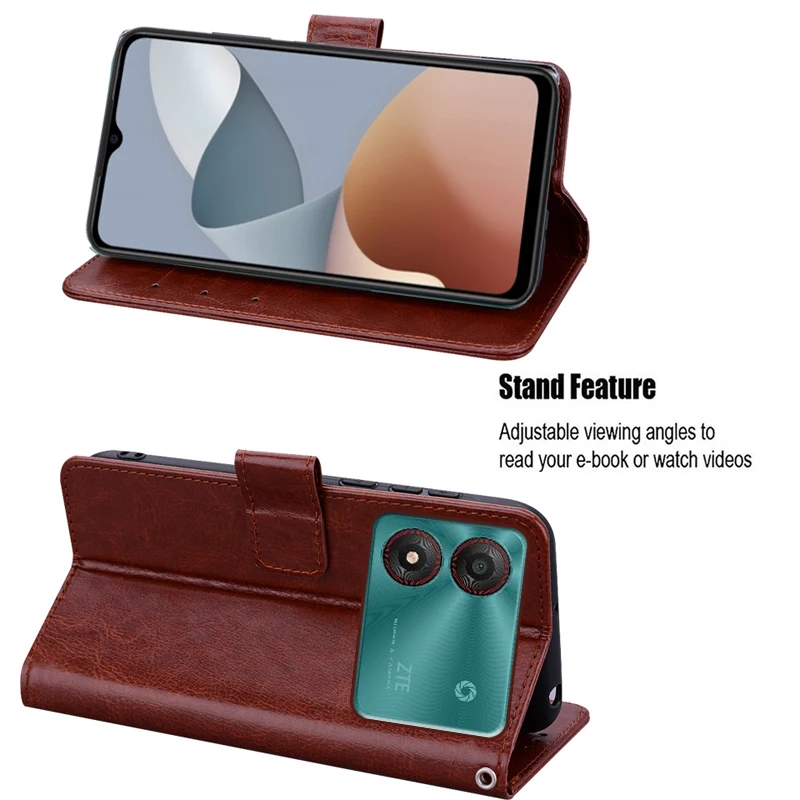 Funda para ZTE Blade A34 Case Leather Book Stand Magentic Wallet Coque PU Leather Capas Flip Phone Cover For ZTE Blade A34 чехол 3