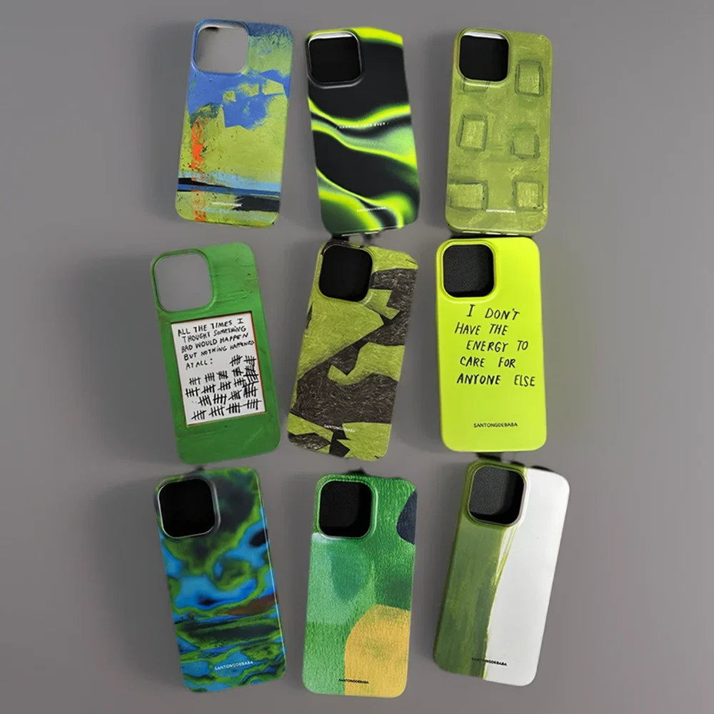 Coque de téléphone verte à la mode coréenne Ins, étui rigide pour iPhone Pro Max X XS XR XSMax 7 8 Plus, Film brillant