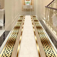 Golden Luxury Long Corridor Carpet Large Area Passageway Non-slip Rugs Washable Porch Entry Doormat Living Room Decoration Mats 2