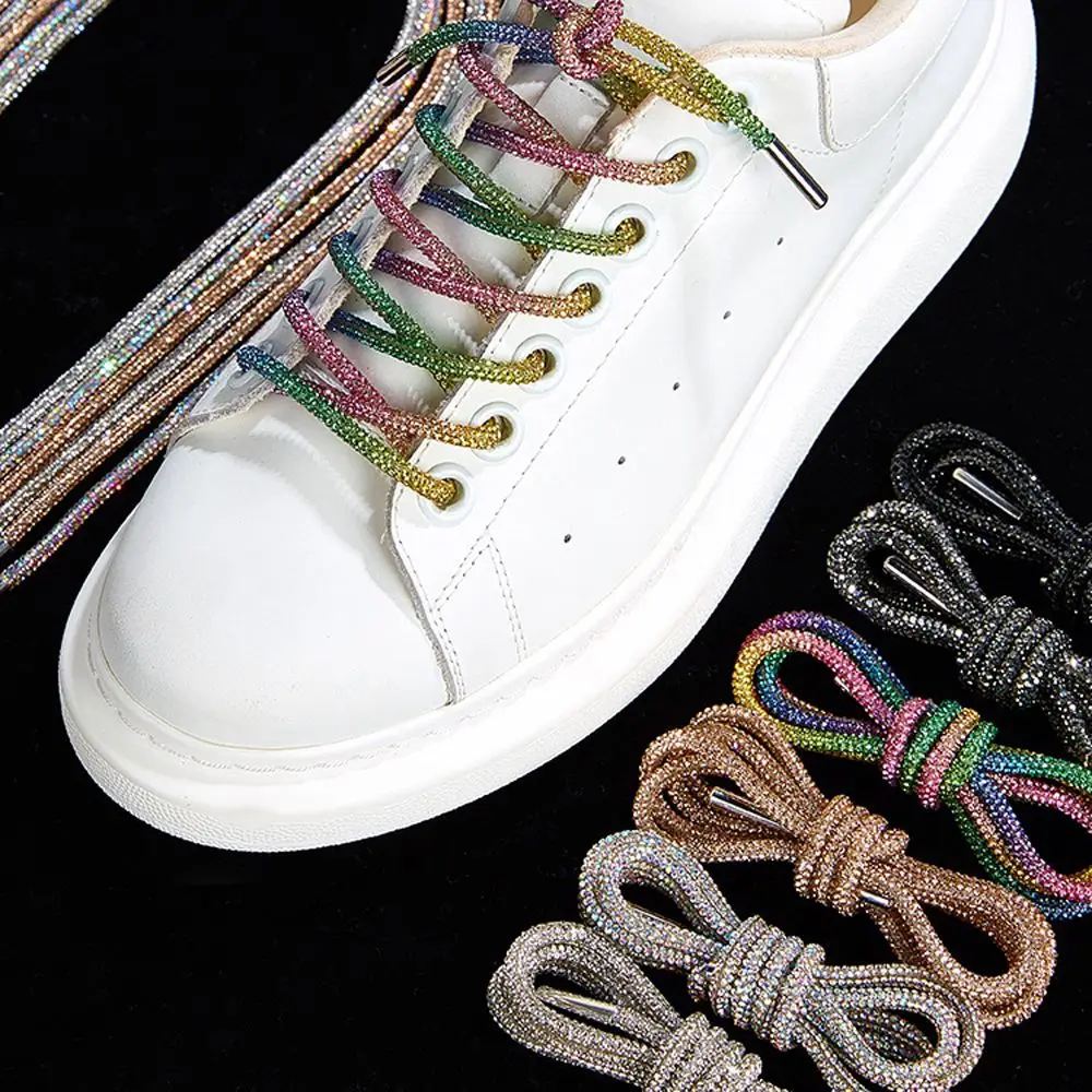 Luxury Rhinestone Shoelaces Rainbow Diamond Shoe laces Sneakers Laces Shoes Round Shoelace 100/120/140/160CM 1Pc DIY String rope