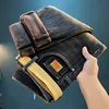 Fleece-lined Thick Jeans Men's Winter Trendy Casual Slim Fit Feet Cold-Resistant Warm Light Straight-Leg High-End Trousers 1