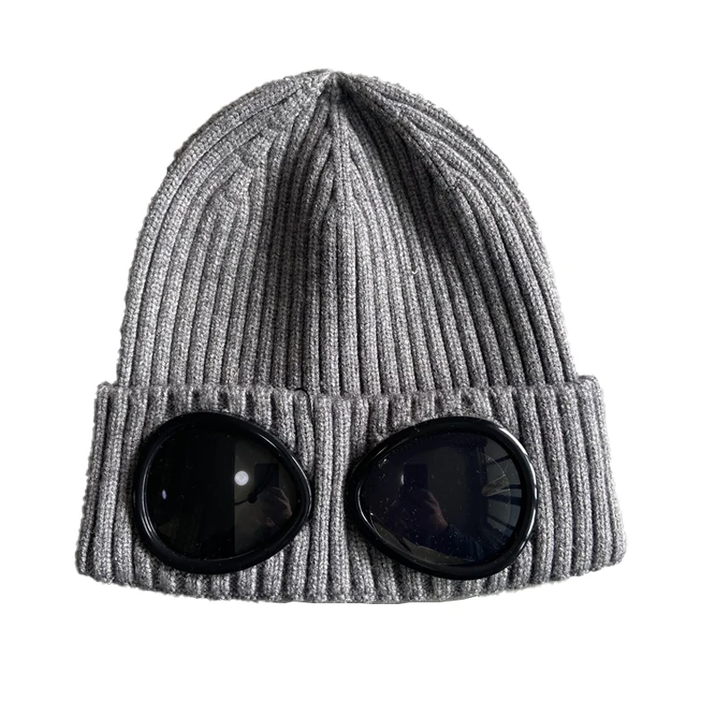 

Beanie Caps Men's Luxury Designer Ribbed Knit Lens Hats Merino Wool Goggle Beanie Official topstoney designer beanies