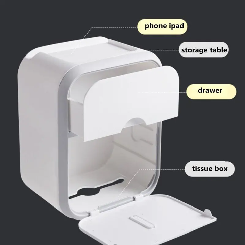 Wall mounted waterproof toilet paper storage box bathroom shower rack storage rack bathroom rack tissue box 4