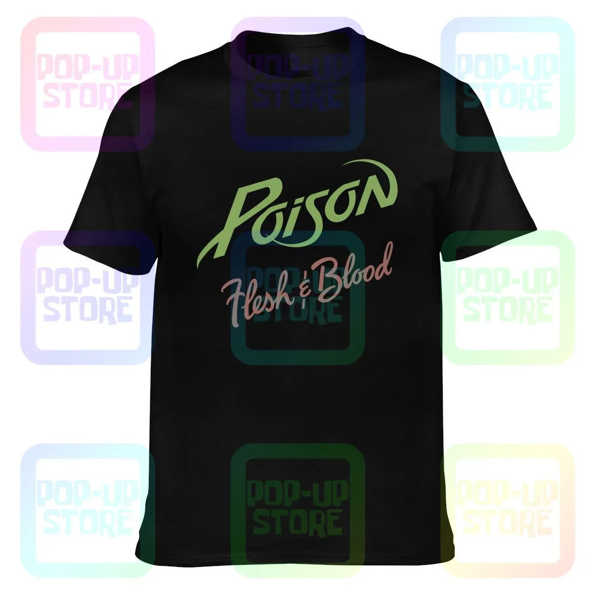 T-Shirt Poison Flesh And Blood Rock Band T-Shirt Vtg Funny Hip Hop Streetwear