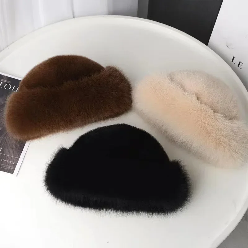 Fluffy Fur Fisherman Hat for Women Winter Plush Ear Protection Cap Windproof Warm Headgear Fashion Thicken Cold Panama Caps winter hat fur hat