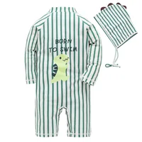 2024 baby boys  dinosaur swimwear with cap surfing Wear  swimming suit infant toddler kids children Sunscreen beach bathing Suit 4