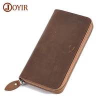 JOYIR Genuine Leather Long Wallets for Men RFID Blocking Cash Credit Card Holder Checkbook Wallet Zipper Coin Pocket Purse Male 1