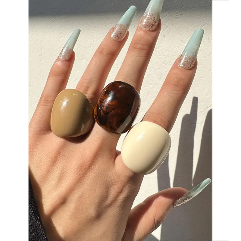 3pcs/set HUANZHI Oval Resin Rings 1