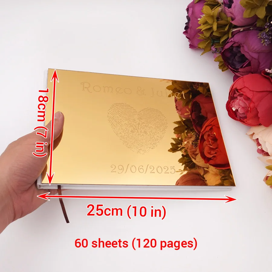 4 Style Choose Horizontal Book Wedding Signs Signature Guestbook Bride Groom Name Memorial Day Mirrored Cover Party Decor wedding guest book