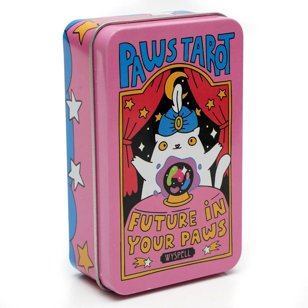 Wyspell Cat tarot cards English 78  in a Tin Metal Box Gold-plated Edge Tarot Cards For Divination Tarot Deck Beautiful Package 3