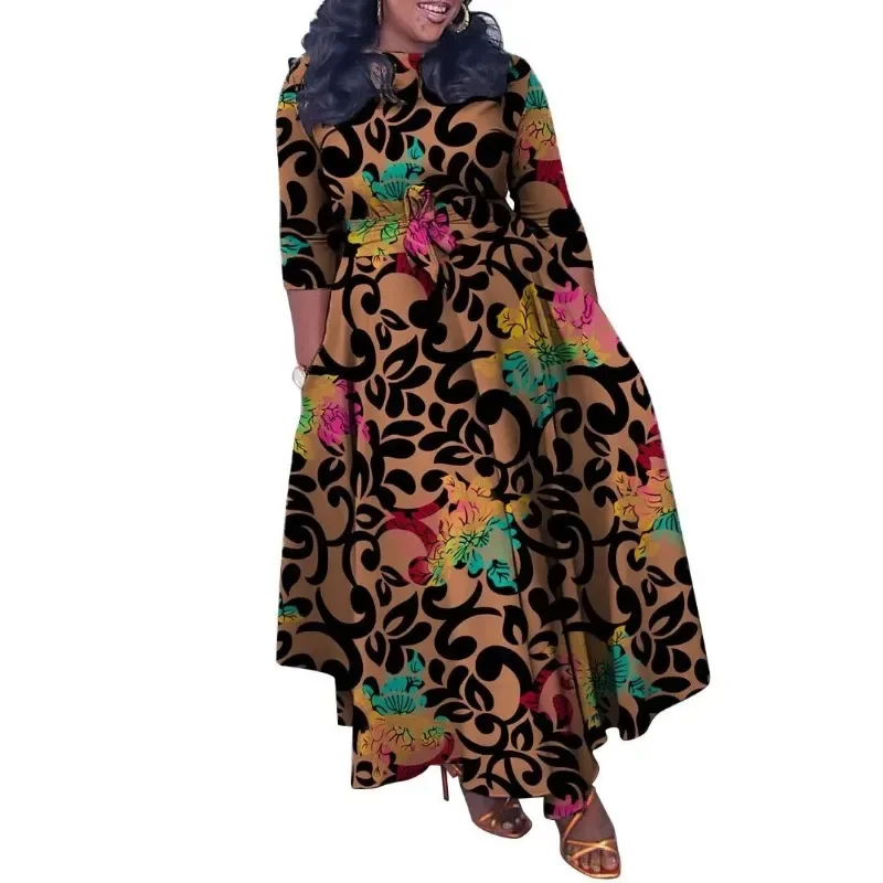 

African Party Dresses for Women Dashiki Ankara Evening Gown Elegant 2024 Spring Fashion African 3/4 Sleeve Long Maxi Dress S-3XL