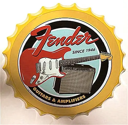 

Royal Tin Sign Bottle Cap Metal Tin Sign Guitars Musical Instrument Diameter inches, Round Metal Signs for Home