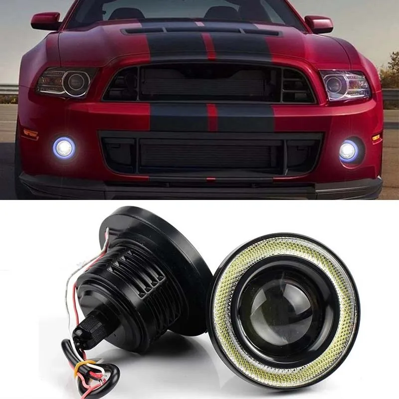 

1Pair Car Angel Eye Fog Lights LED 12v Spotlight Dual-light Modified Lens Fisheye Daytime Running Driving Light Car Accessories