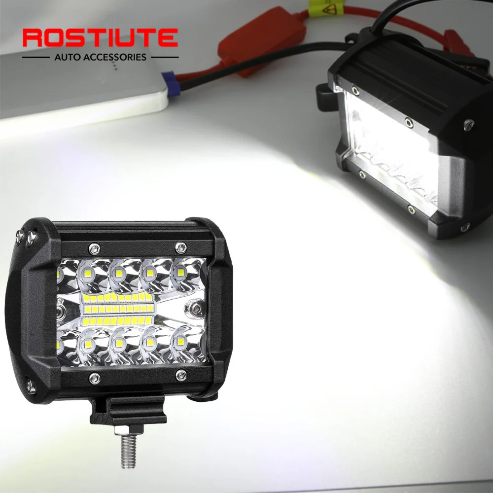 ATV 트럭용 LED 작업등 바, 밝은 4X4 스포트라이트, 오프로드 주행 안개등, 12-24V 헤드라이트, 자동차 액세서리, 4 인치 60W