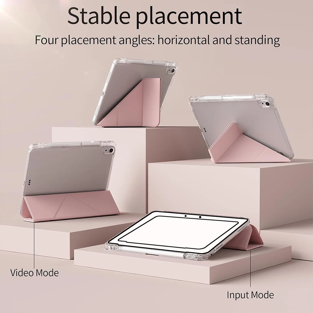 Crystal Clear Tablet Case with Pencil Holder and Auto Sleep Function