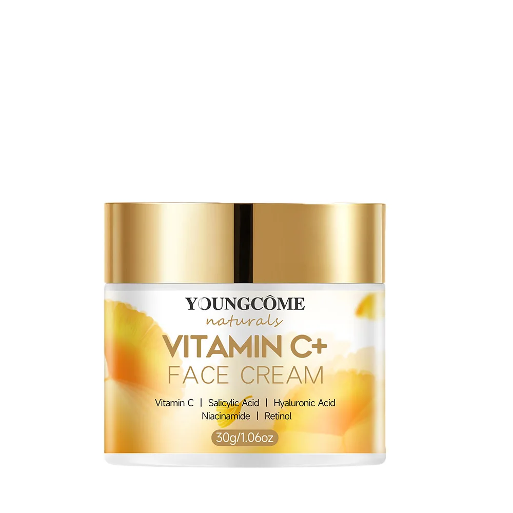 קרם פנים עם ויטמין C, רטינול, מחליק קמטים, לחות, מתיחה, היאלורונית, הבהרה, תיקון, טיפוח עור חלק, קרם להבהרה