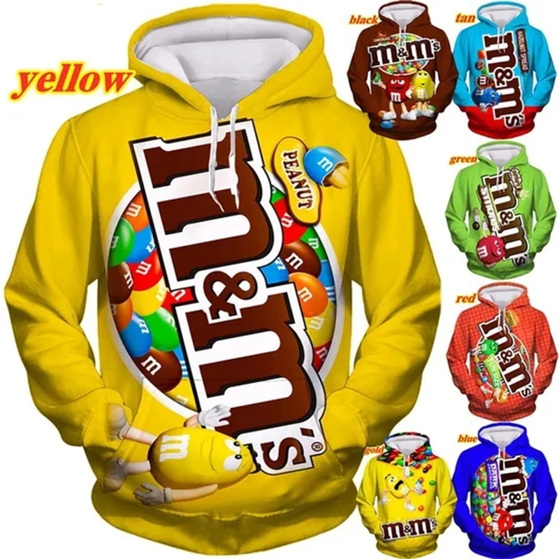 

Fashion Casual Snack Chocolate Beans 3D Printed Food Hoodie Funny Cartoon Hooded Sweatshirt Unisex Long Sleeve Pullover Tops Kid