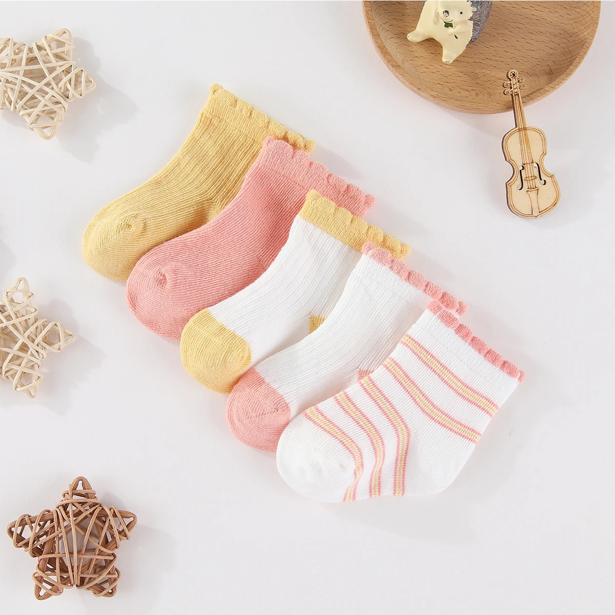 Kiddiezoom 5 Pairs Fashion Newborn Baby Boy Girl mid-calf Socks Cotton Soft Breathable Infant Accessories Four Seasons 0-12M 20 Kiddiezoom 5 Pairs Fashion Newborn Baby Boy Girl mid-calf Socks Cotton Soft Breathable Infant Accessories Four Seasons 0-12M - Image 6