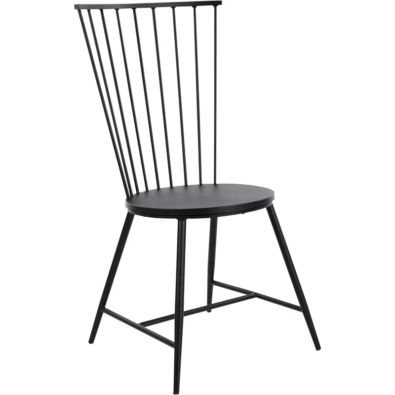 

OSP Home Furnishings Bryce Metal Dining Room Chair with Curved Back, Black Finish