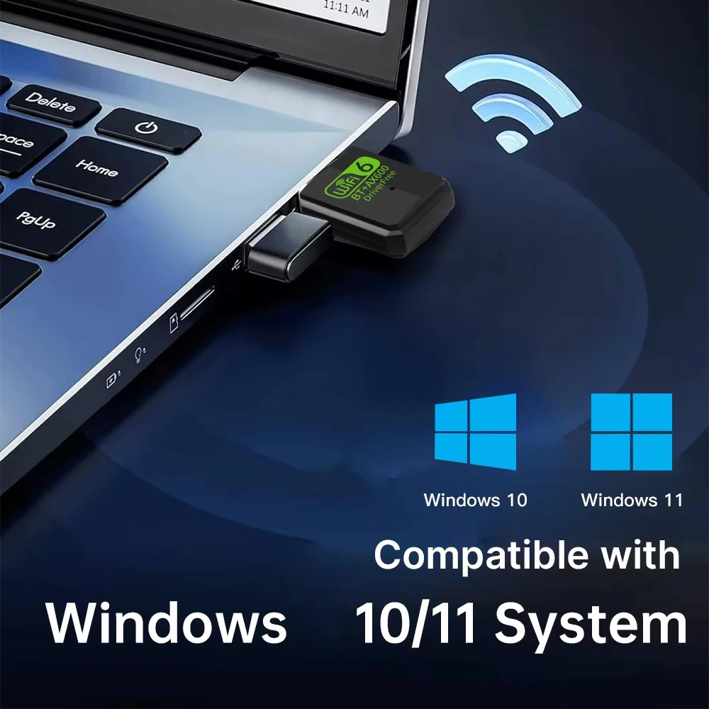AX600 Bluetooth 5.4 USB WiFi 6 어댑터 2in1 동글 듀얼 밴드 2.4G 및 5GHz 네트워크 카드 Windows 10/11 용 무선 수신기