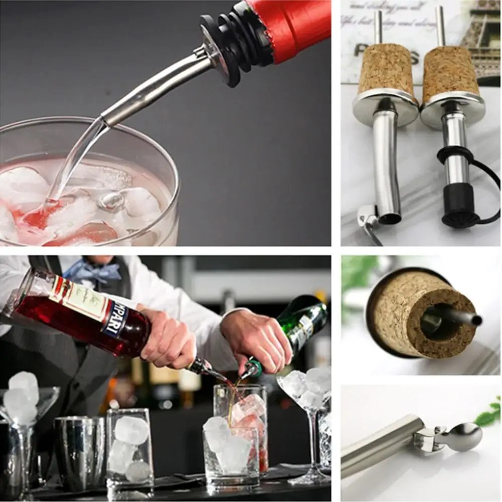 Description Picture 2 of item1/3Pcs New Stainless Steel Home & Kitchen Barware Wooden Cork Bottle Stopper Oil Dispenser Red Wine Wooden Stopper