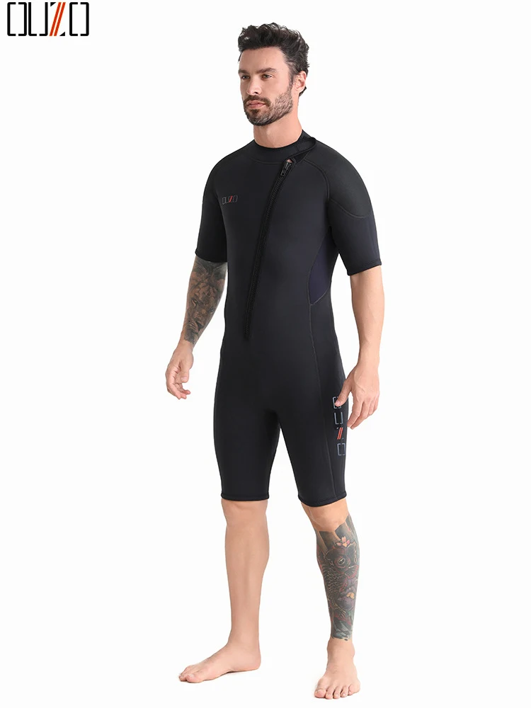 Shorty Wetsuits，3mm Upgraded Neoprene Wetsuits for Men，Front Full-Length Zip Design UV Protection Suit for Surfing Snorkel