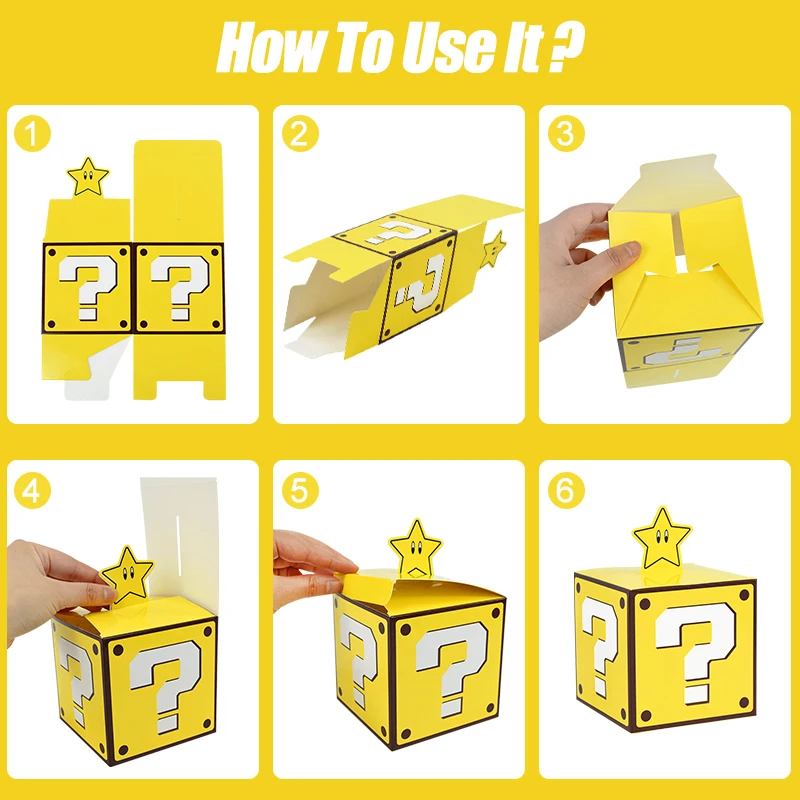 6/3Pcs Question Blocks Gift Boxes Kids Video Game Theme Birthday Candy Cookie Treat Box... - SKU QBGB1149 - UGI Packaging