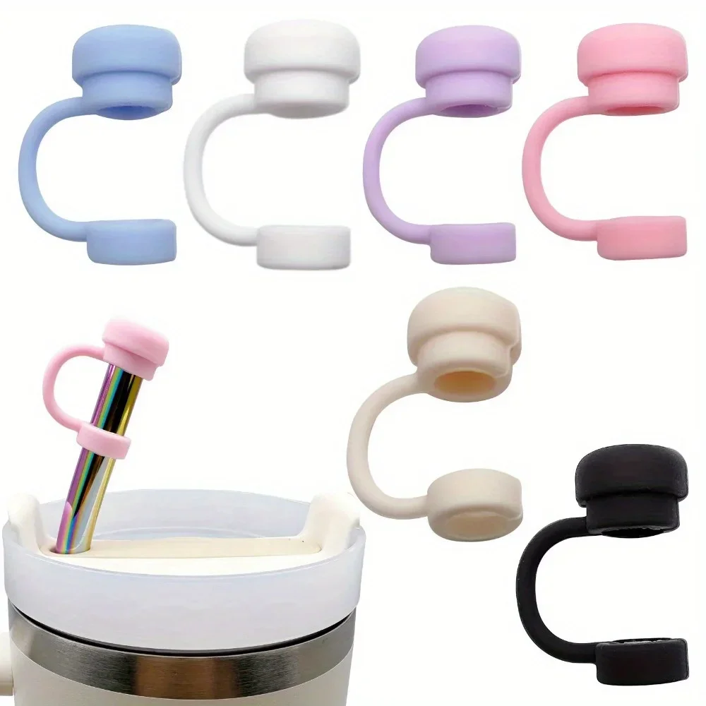 1PC Cap Reusable Silicone Straw Toppers For Cup Leak-Proof Dust Proof Straws Cover Tumbler Accessories