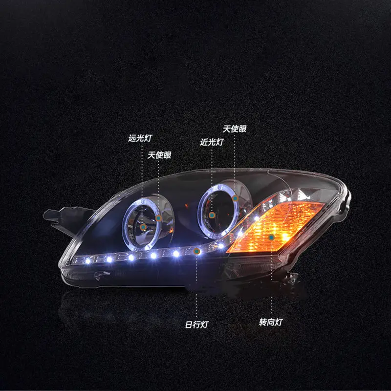 

For 08-13 Toyota Vios Car Led Headlight Assembly Lighting Fog Brake Running Parking Front Lamp Dynamic Head Lights Turn Signal