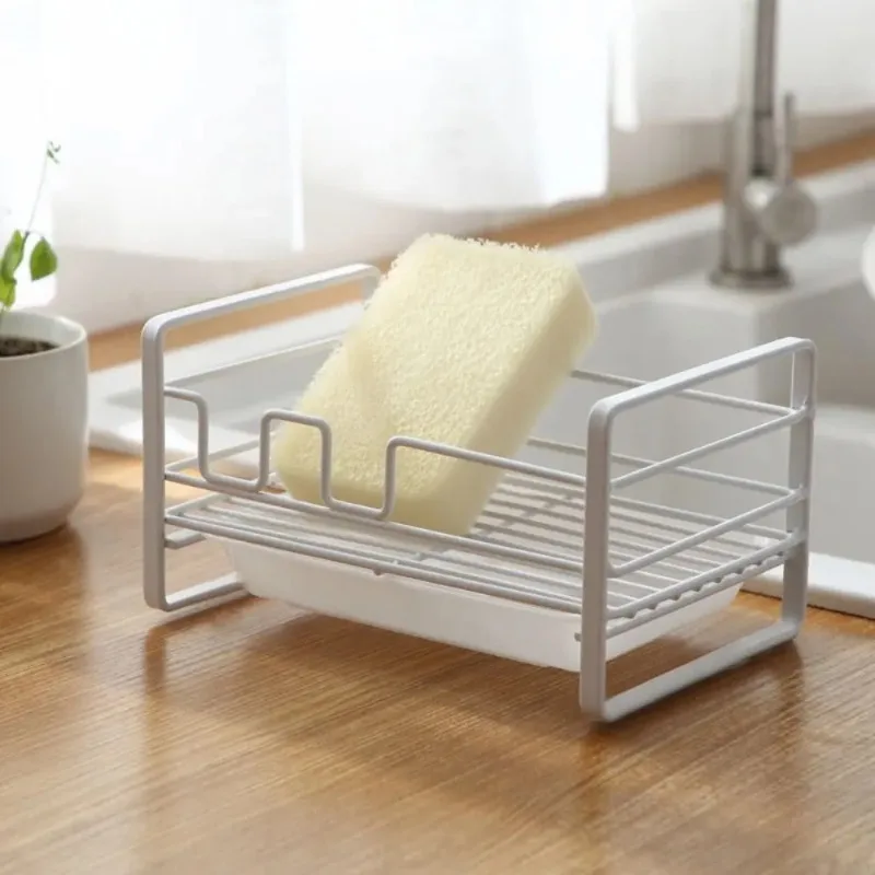 Multifunctional Drainer Drying Rack Metal with Removable Drain Pan Soap Holder Storage Rack Kitchen
