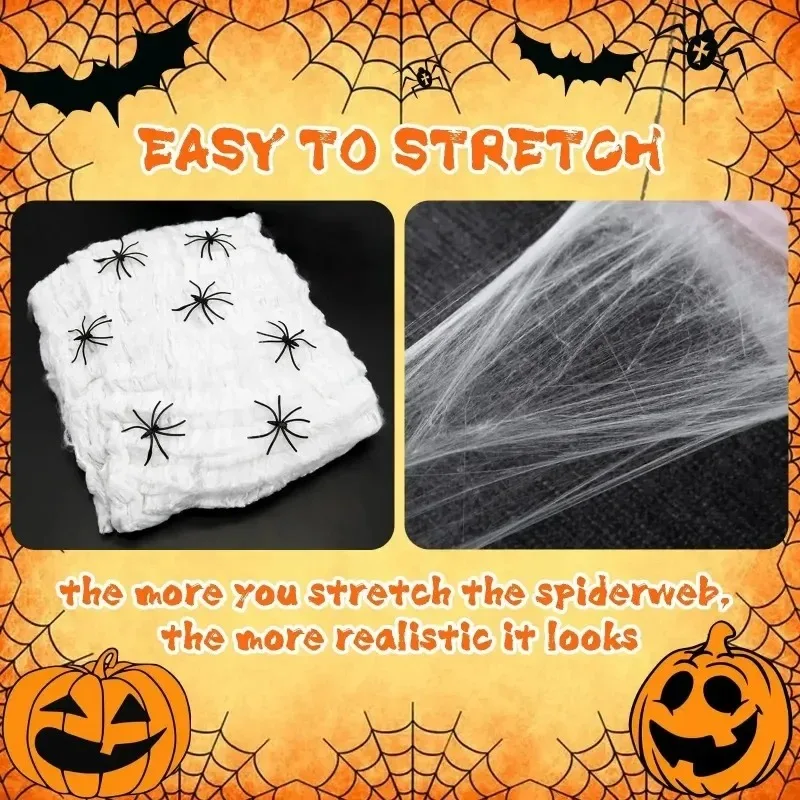 Halloween Spider Web DIY Decor Super Stretch Cobwebs with Fake Spiders Scary Party DIY Decoration for Home Haunted House