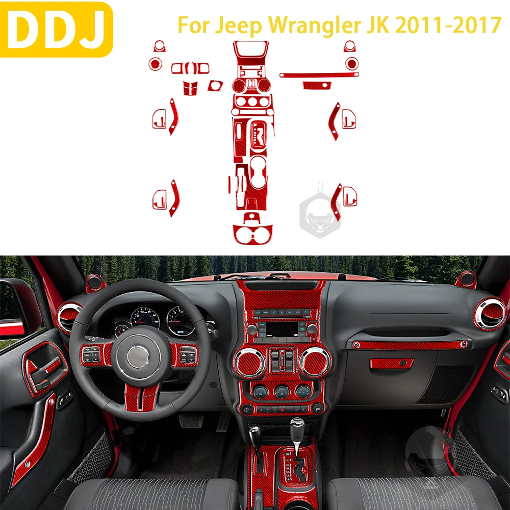 Toworldit Accessoires En Fibre De Carbone Pour Tableau De Bord, Volant, Boîte De Vitesses - Autocollant Décoratif Compatible Avec Jeep Wrangler JK 2007-2010 (2 Pièces/ensemble De Garniture D'accoudoir