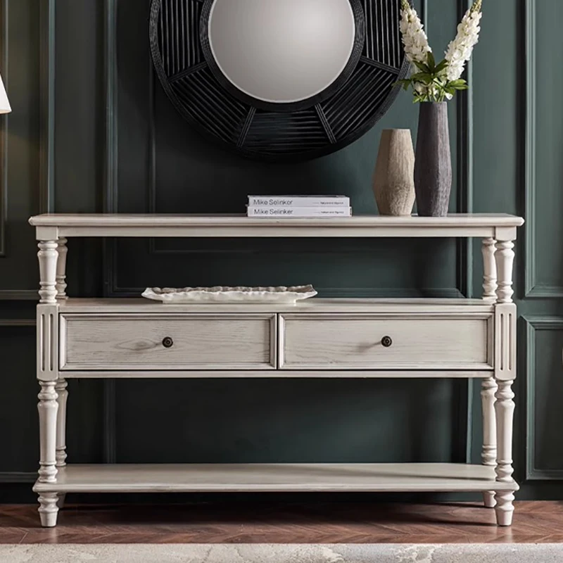 Consolle American Glam con portaoggetti Consolle retrò elegante e alla moda Portico Ingresso Tisch Wohnzimer Möbel Mobili