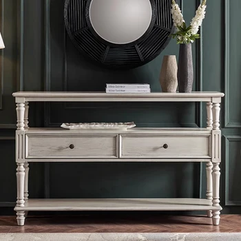 Consolle American Glam con portaoggetti Consolle retrò elegante e alla moda Portico Ingresso Tisch Wohnzimer Möbel Mobili