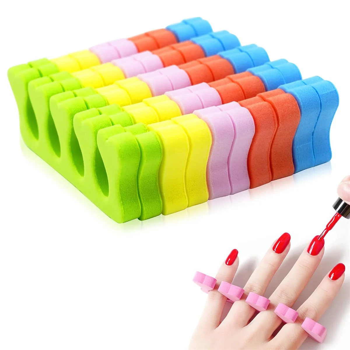 100pcs/50pairs sponge toe finger separator manicure set Toe splitte for nail polish enhancement painting and polishing tools