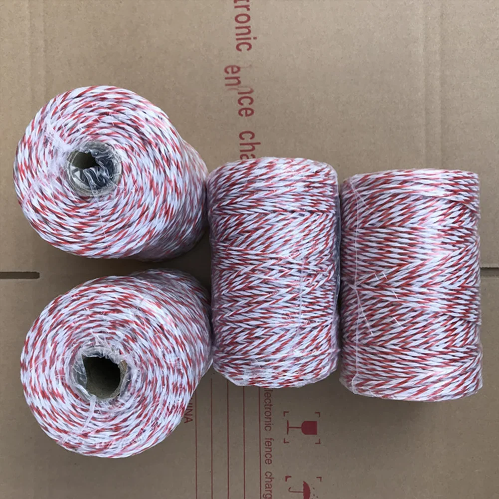 Electric Fence Rope Polywire 200/500M Roll with Steel Poly Rope for Horse Animal Fencing Ultra Low Resistance Wire and Accessory