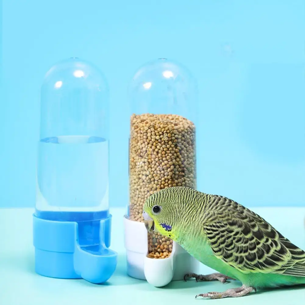 Bird feeder bird water bottle drinker clear food seed dispenser container set hanging in cage no-mess for parrots cockatiel bird feeder parrot feeder bird water drinker