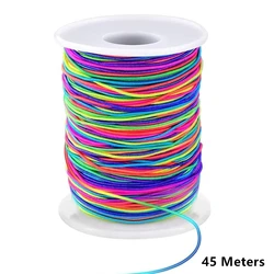 Vibrant Rainbow Elastic String for Jewelry and Crafting - 1mm Sturdy Stretch Cord (Colorful 45 Meters)
