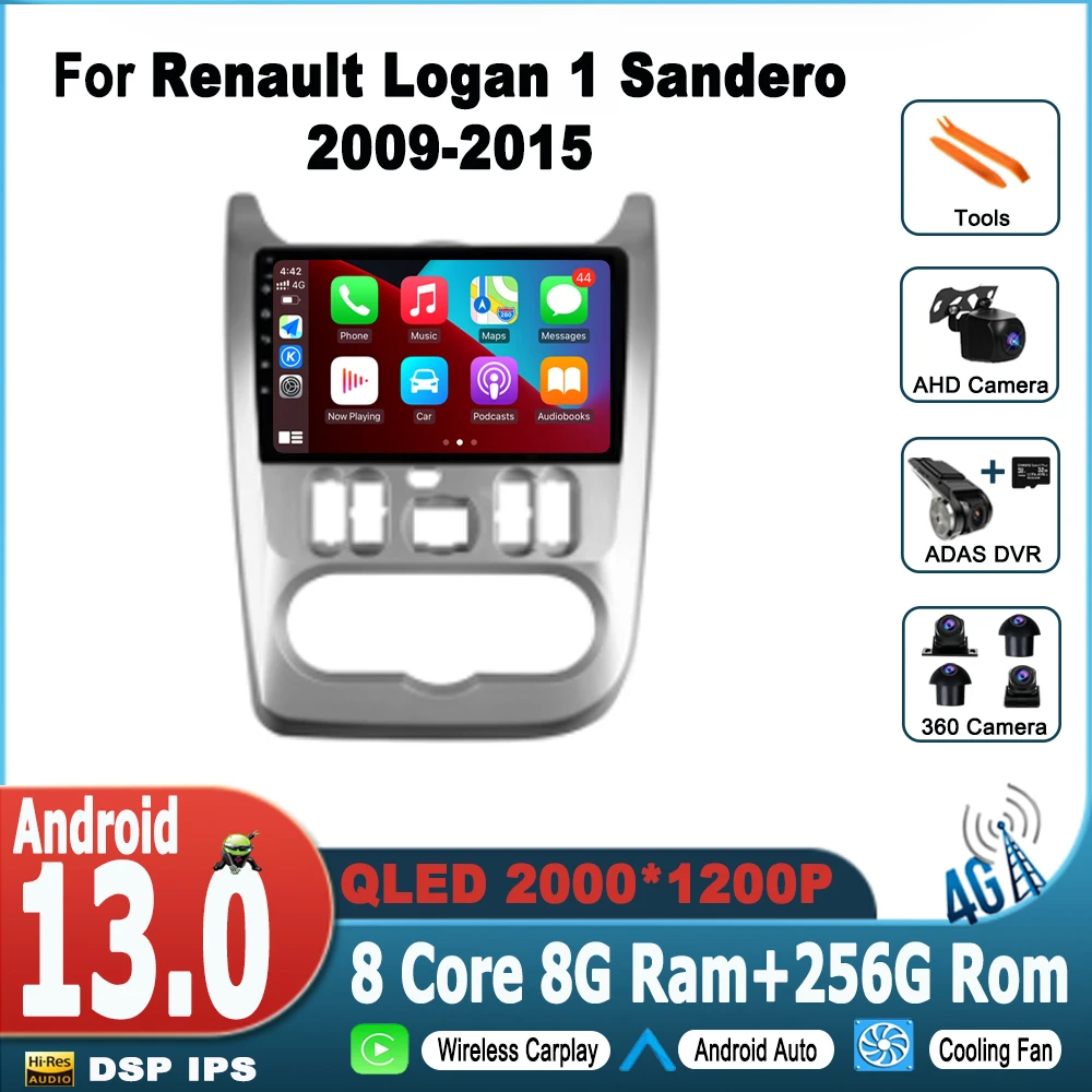 8-core 6G 128G Android autoradio 2DIN voor Renault Logan 1, Sandero