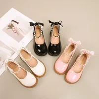 Girls Princess Leather Shoes Lolita Style Black White Versatile Children Performance Mary Jane Shoes Fashion Kids Causal Shoes 1