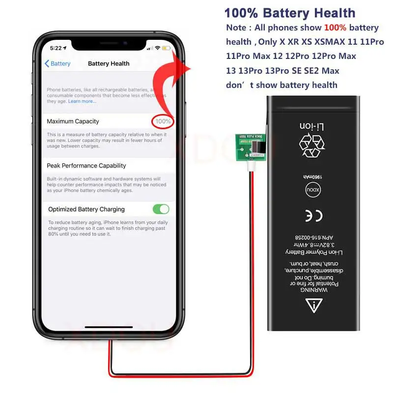 Batterie à cycle zéro pour iPhone SE3, 100% mAh, téléphone portable, outil  BatBR, 2022 nouveau, original, 2018 - AliExpress