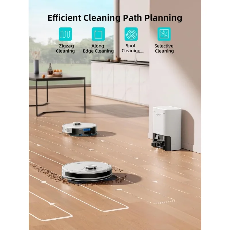 Robot Vacuum and Mop,Self-Emptying Robot Vacuum Cleaner,3500Pa Suction,Laser Navigator with Smart Mapping Robotic Vacuums