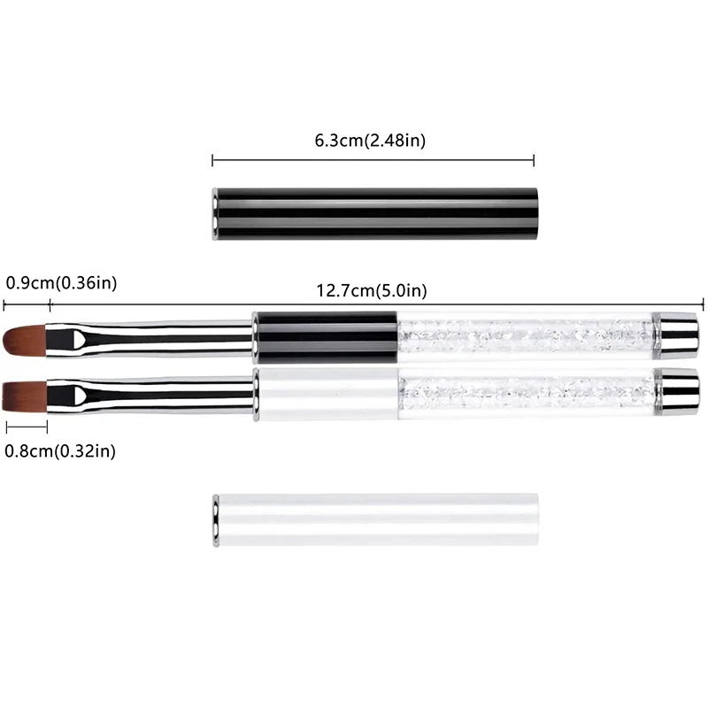 Rhinestone Handle Nail Glue Phototherapy Pen Oval Flat Gel Nail Brush for Professional Art Design 1PCS