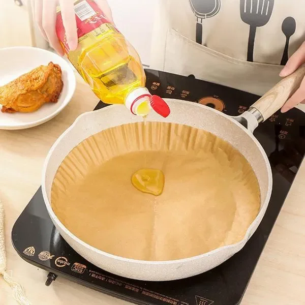 

16/20cm Air Fryer Disposable Paper Liner Non-Stick Mat Steamer Round Paper Baking Mats Kitchen AirFryer Baking Accessories