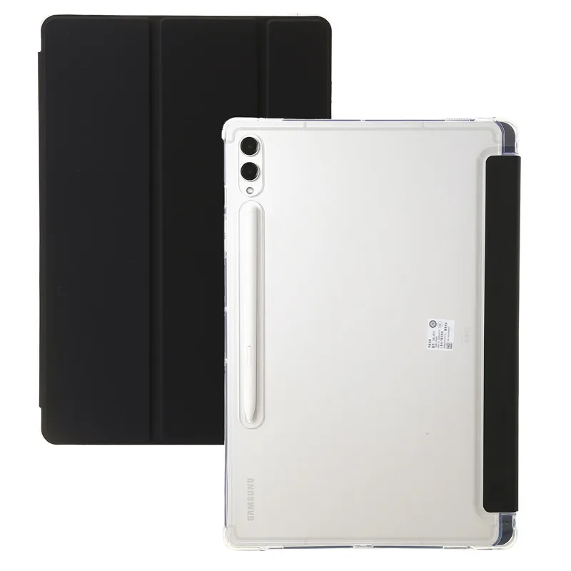 étui magnétique avec pour samsung tab support coque intelligente arrière transparente pour galaxy tab plus cover