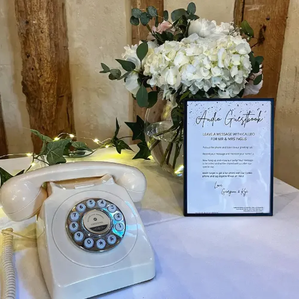 Livre d'or audio pour mariage, téléphone enregistreur beige, téléphones antiques avec fonction statique, téléphone rétro