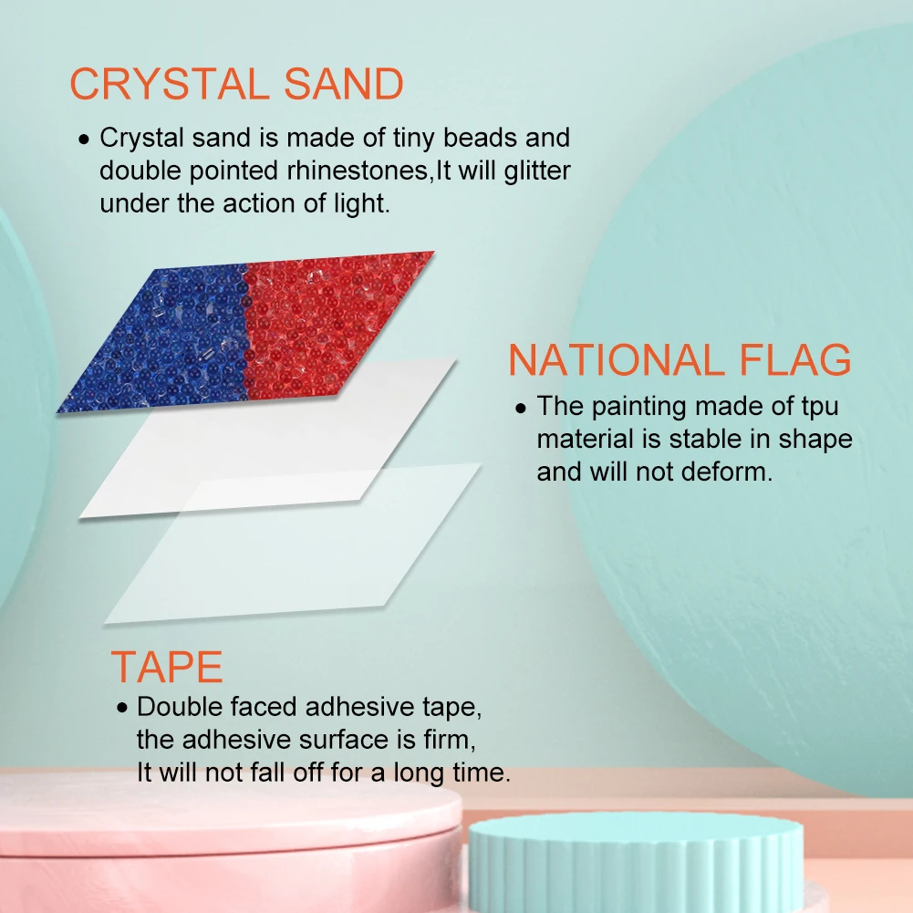 Crystal Sand National Flag Sticker Small Size Support One 4cm*6cm 5*7.5cm 6*9 For Bag Cup Car Garment Phone DIY Art