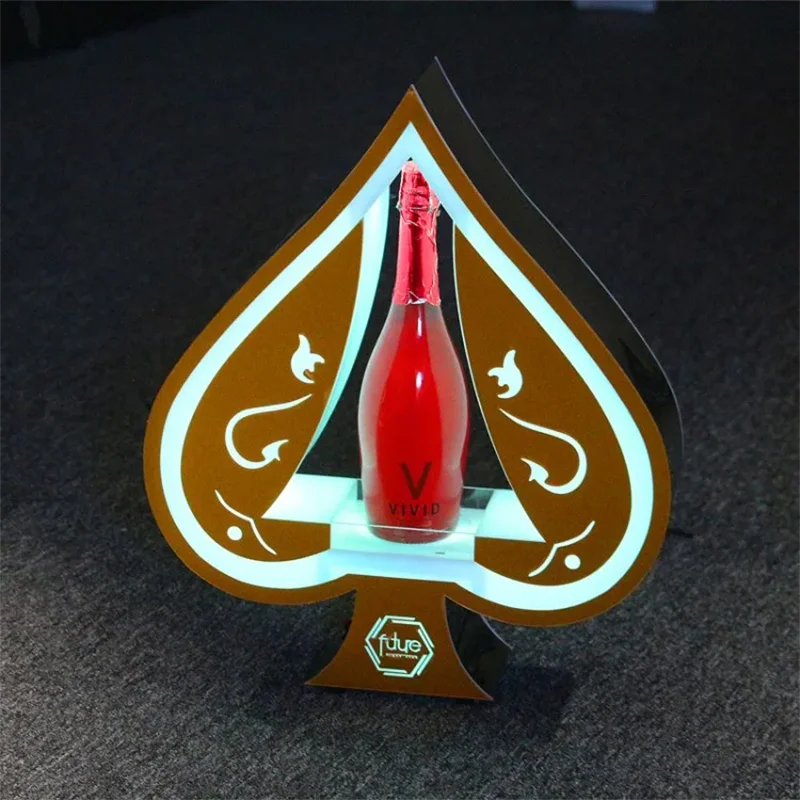New LED Poker Cards shape Luminous Beer Wine Bottle Holder Glowing Champagne Cocktail Drinkware Holder for bar disco party decor