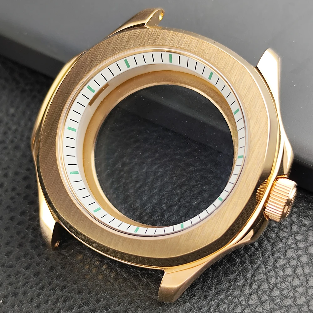 Sleek Silver Steel Watch Case with Sapphire Glass and Seal Ring, 39.5mm
